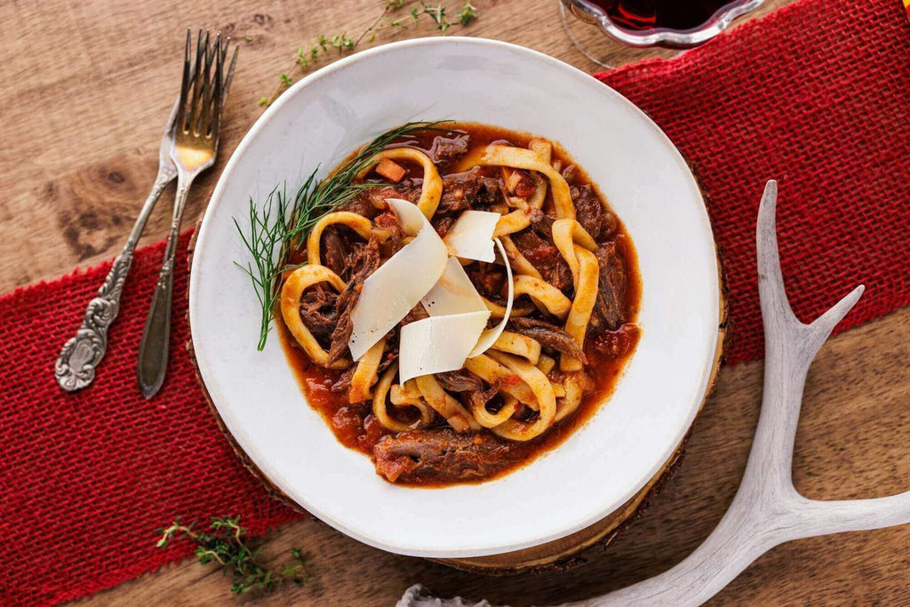 Slow Cooked Venison Ragu with Egg Noodles – Grandma's Frozen Noodles