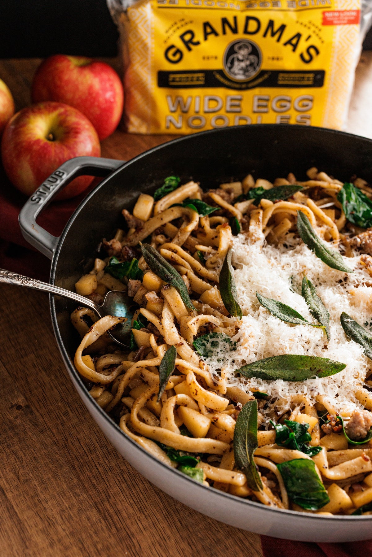 Sausage, Apple & Sage Noodle Skillet with Brown Butter